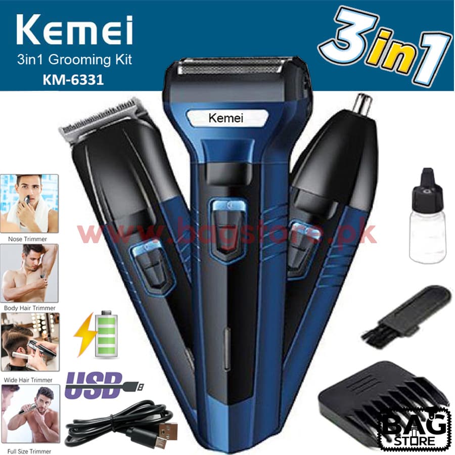 Kemei KM-6331 3-in-1 Electric Grooming Kit